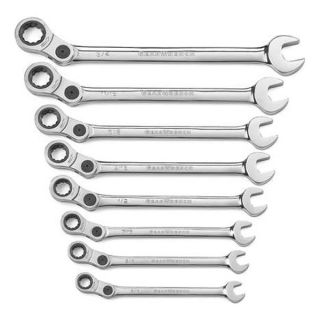Gearwrench 85498 Ratcheting Wrench Set, SAE, 12 pt., 8 PC