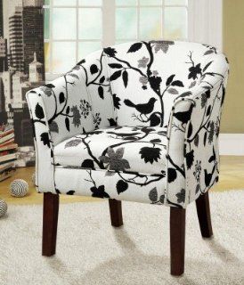 Black and White Bird Fabric Accent Chair Coaster Home
