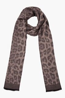Yves Saint Laurent Dark Taupe Leopard Print Cashmere Stanley Scarf for men