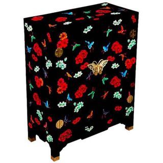 Black Lacquer Spring Romance Cabinet/ End Table