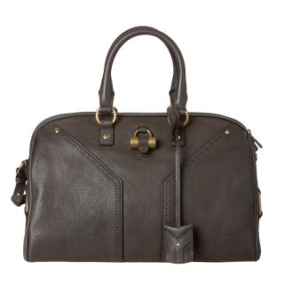 Yves Saint Laurent Muse Dark Grey Leather Bowler Handbag MSRP $