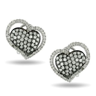 Miadora Sterling Silver 1ct TDW Diamond Heart Earrings MSRP $439.56
