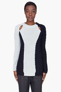 3.1 Phillip Lim Ivory Combo Cable Knit Sweater for women