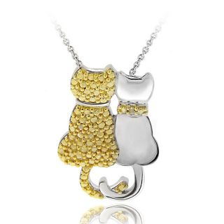 DB Designs 18k Gold over Silver Yellow Diamond Double Cat Necklace