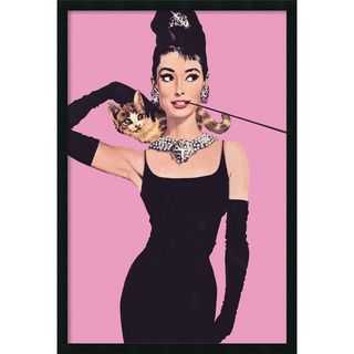 Audrey Hepburn Pink Framed Textured Art