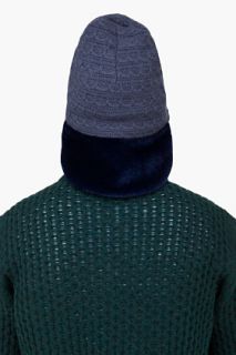 Raf Simons Grey Angora Structured Knit Hat for men