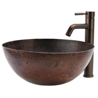 Fontaine Round Copper Vessel Sink and Faucet Combo