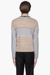 Marni Grey And Khaki Striped Pocket Shirt for men