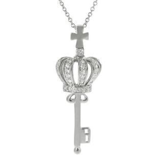 Journee Collection Silvertone CZ Crown Key Necklace