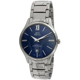 Gino Franco Mens Round Stainless Steel Watch