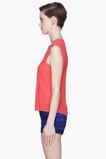 See by Chloé Red Side Dart Button Up Silk Blouse for women
