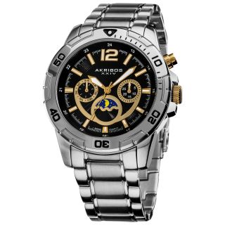 Akribos XXIV Mens Swiss Quartz Divers Multifunction Bracelet Watch