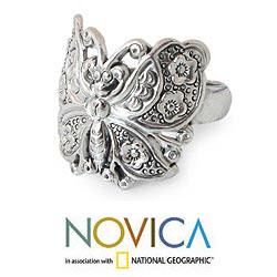 Sterling Silver Spring Butterfly Cocktail Ring (Thailand