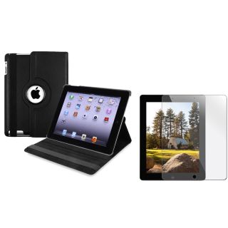 Black Swivel Case/ Screen Protector for Apple iPad 2/ 3/ New