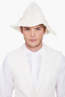 Comme Des Garçons Homme Plus Cream Handmade Wool Hat for men