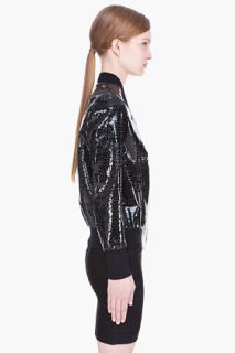 3.1 Phillip Lim Black Lizard skin Patent Leather Bomber Jacket for women