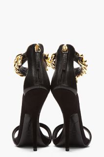 Giuseppe Zanotti Black Leather And Gold Chain Alien 115 Heels for women