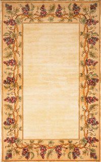 Emerald Ivory With Grapes Border Rug Rug Size: Runner 26