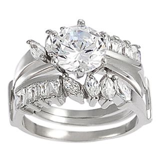 Tressa Collection Sterling Silver CZ Bridal & Engagement Ring Set