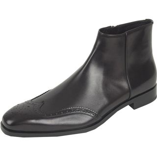 Prada Mens Black Leather Zippered Ankle Boots
