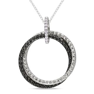 Miadora Sterling Silver White Diamond Accent Double Ring Pendant
