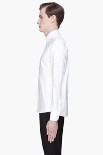 Maison Kitsune White Fox Embroidered Classic Button Down Shirt for men