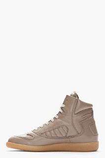 Maison Martin Margiela Taupe Leather High Top Sneakers  for men