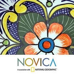 Handcrafted Ceramic Marigold Mosaic Talavera Bowl (Mexico