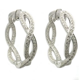 14k White Gold 1ct TDW In and Out Diamond Hoop Earring (H I, I1