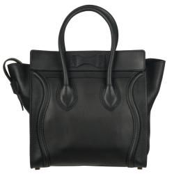 Celine Micro Black Leather Luggage Bag Tote