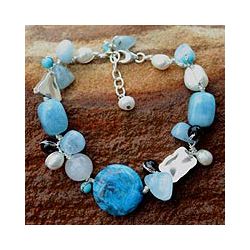 Pearl and Aquamarine Blue Islands Beaded Bracelet (Thailand) Today