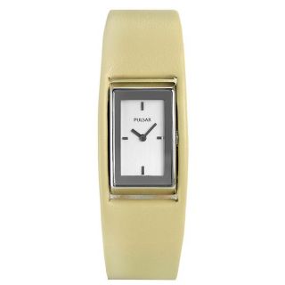Pulsar Womens Casual Silver Dial Leather Strap Watch
