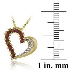 Glitzy Rocks 18k Gold over Silver Ruby and Diamond Heart Necklace
