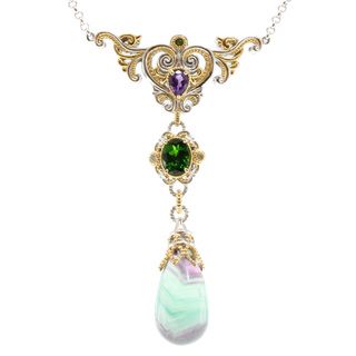 Michael Valitutti Two tone Flourite and Multi gemstone Necklace