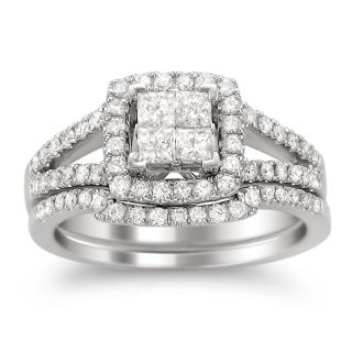 14k White Gold 1ct TDW Diamond Composite Bridal Ring Set (H I, I1 I2