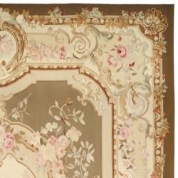 Hand knotted French Aubusson Taupe/ Ivory Wool Rug (8 x 10