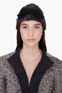 Lanvin Navy Tweed Bow Hat for women