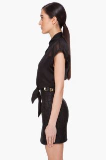 Pierre Balmain Black Cropped Silk Blouse for women
