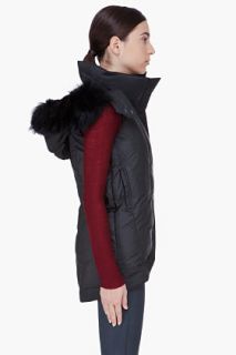 Helmut Raccoon Fur Trim Hooded Vest for women