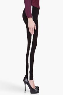 Neil Barrett Skinny Black Leather & Merinillo Trimmed Trousers for women
