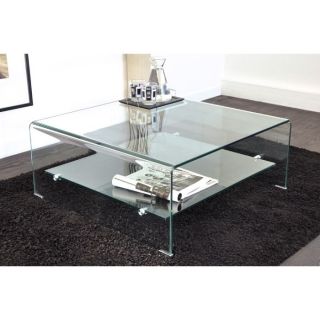 VERA Table basse carrée en verre courbé 80 x 80 cm   Achat / Vente