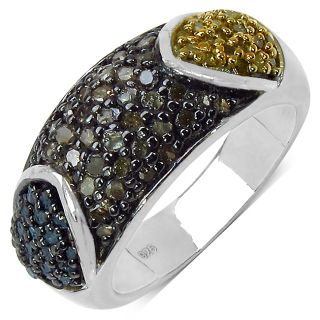 Malaika Sterling Silver 1ct TDW Multi colored Diamond Ring MSRP $429