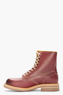Diesel Burgundy Leather Skillo Boots for men