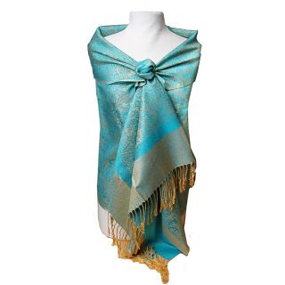 Womens Turquoise and Gold Jacquard Shawl Wrap Today $17.99 5.0 (2