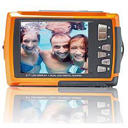 Aqua 5800 18MP Dual Screen Waterproof Orange Digital Camera with Micro