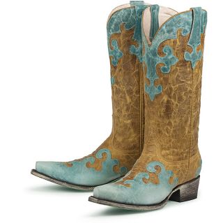 Lane Boots Womens Ashlee Lace Turquoise Leather Cowboy Boots