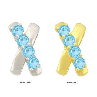 10k Gold Synthetic Aquamarine Contemporary X Earrings Today $259.99