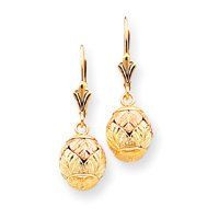 10k Tri color Black Hills Gold Ball Leverback Earrings