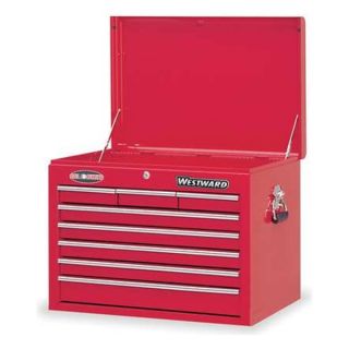 Westward 6C671 Tool Chest, 8 Dr, Red, 26 In, Ball Bearing