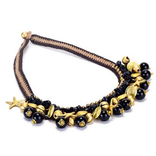 Handmade Onyx and Brass Beads Necklace (Thailand)